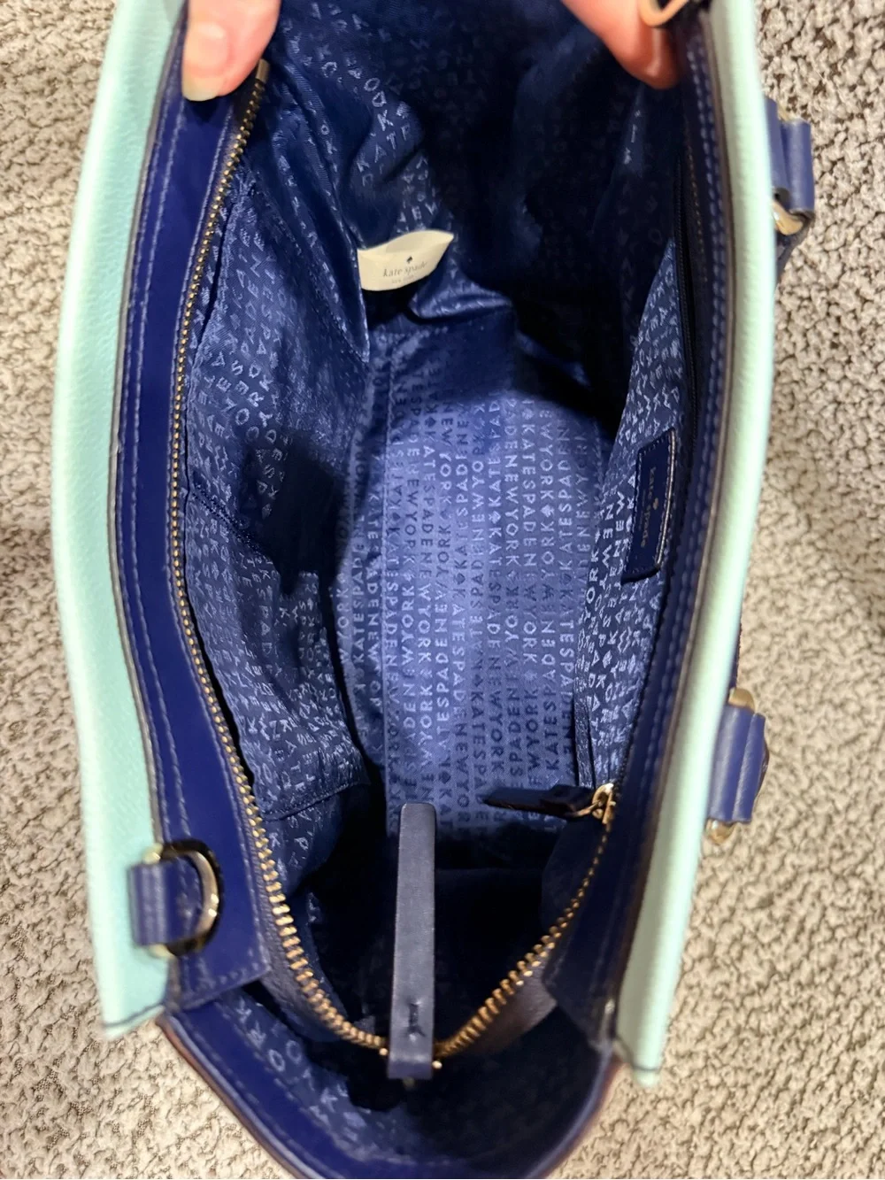 Kate Spade Wellesley Striped Mini Tote + Matching Wallet Set — Navy Multicolor
